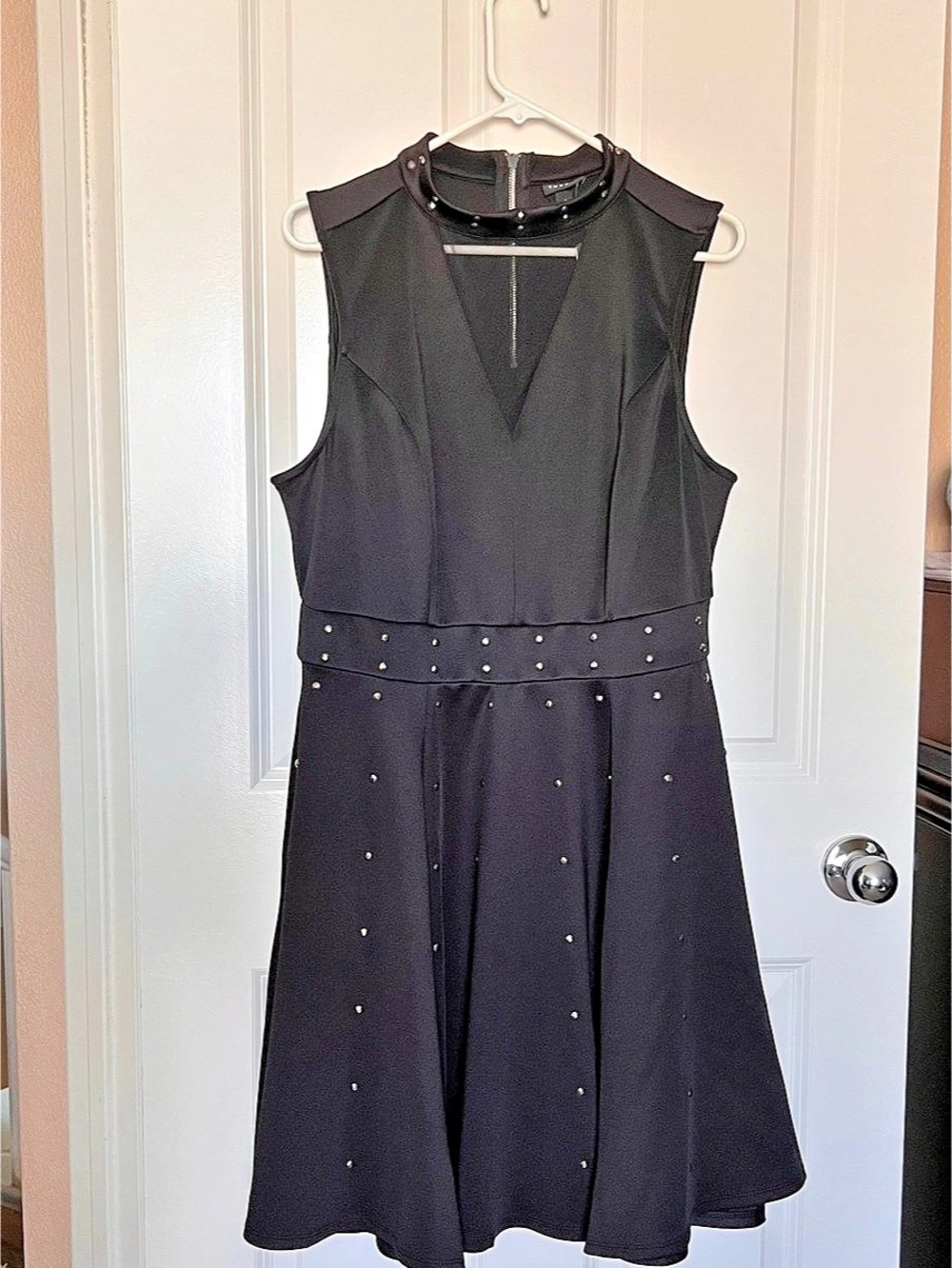 Torrid Black Mock Neck Studded Scuba Skater Dress Black 1X
